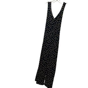 Blue white polka dot knit jumpsuit Three Dots M